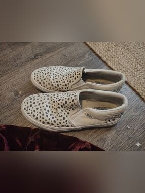 Vans Classic Slip-On Dalmatian Print Black & White Canvas Shoes Size 5 Missy